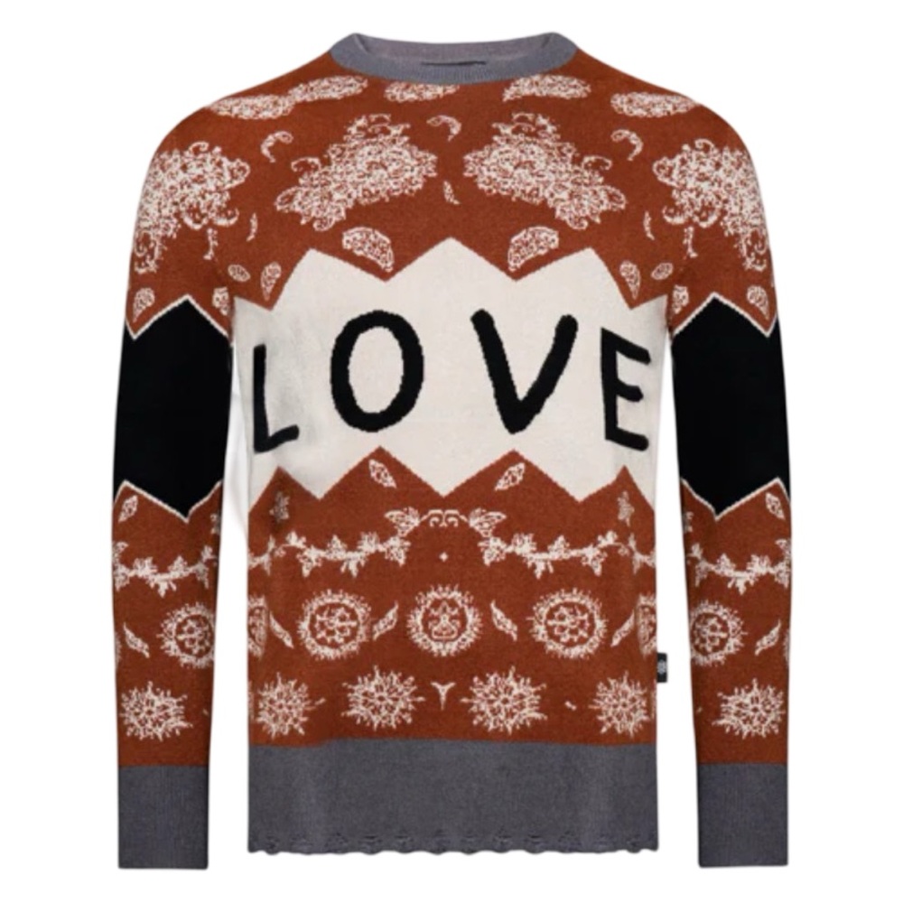 NWT THE HIDEOUT CLOTHING LOVE PAISLEY KNIT HOLIDAY SWEATER
